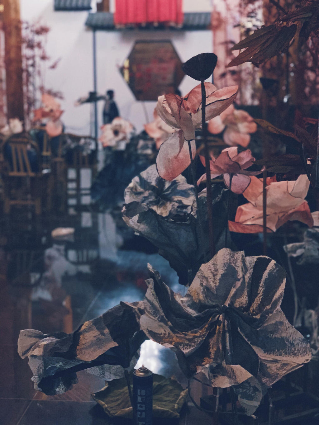 Handcrafted Lotus Flower Set | Chinese Ink-Wash Crepe Paper Traditional Art Decor