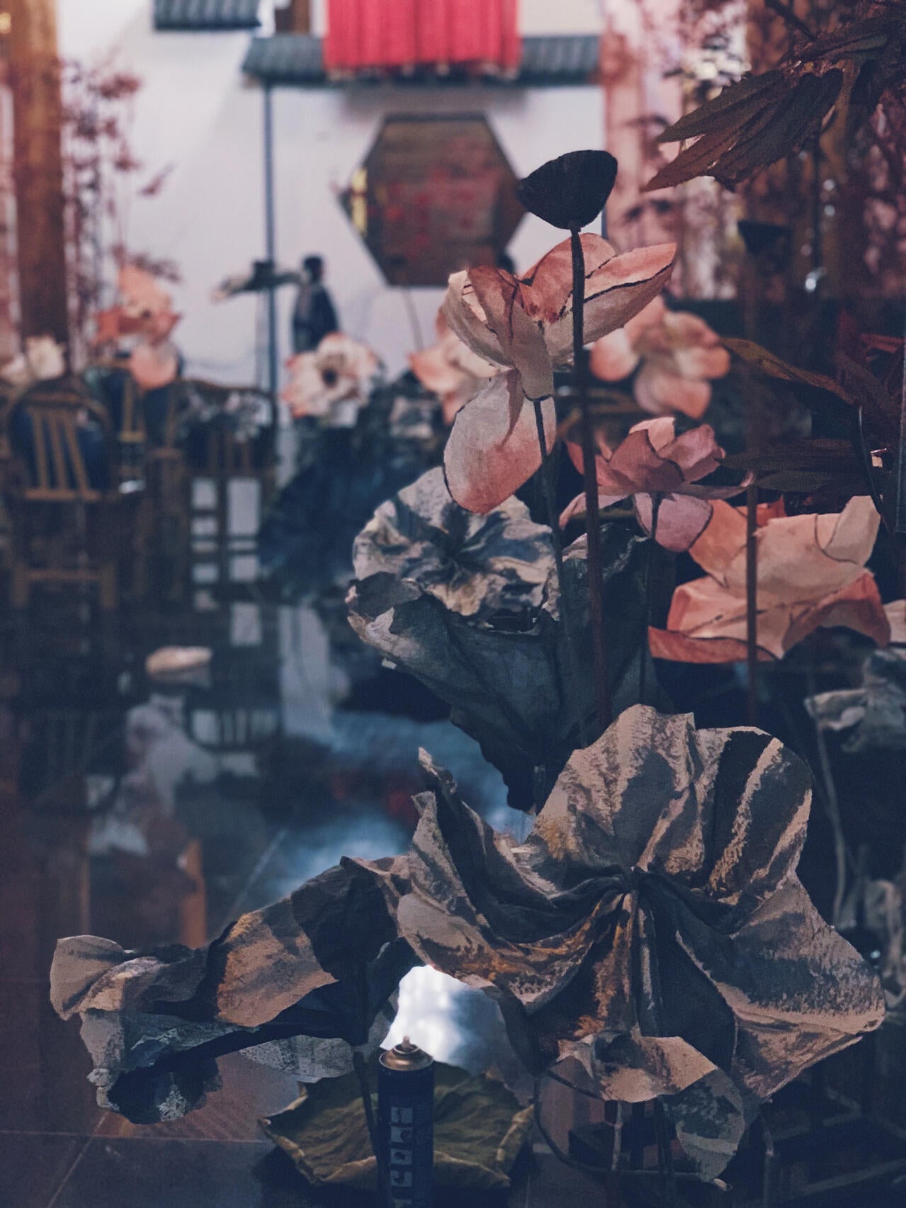 Handcrafted Lotus Flower Set | Chinese Ink-Wash Crepe Paper Traditional Art Decor