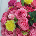 Artificial Flower Ball Centerpiece – Yellow & Rose Red for Wedding, Birthday & Event Table Decor