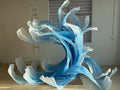Azure Ethereal Flow Art Installation - Handcrafted Gradient Sculpture