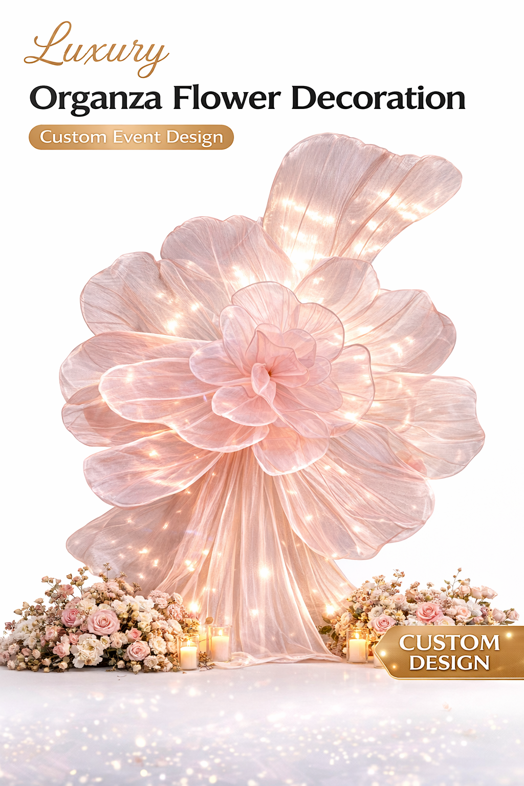 Luxury Organza Flower Decoration | Custom Event & Wedding Design