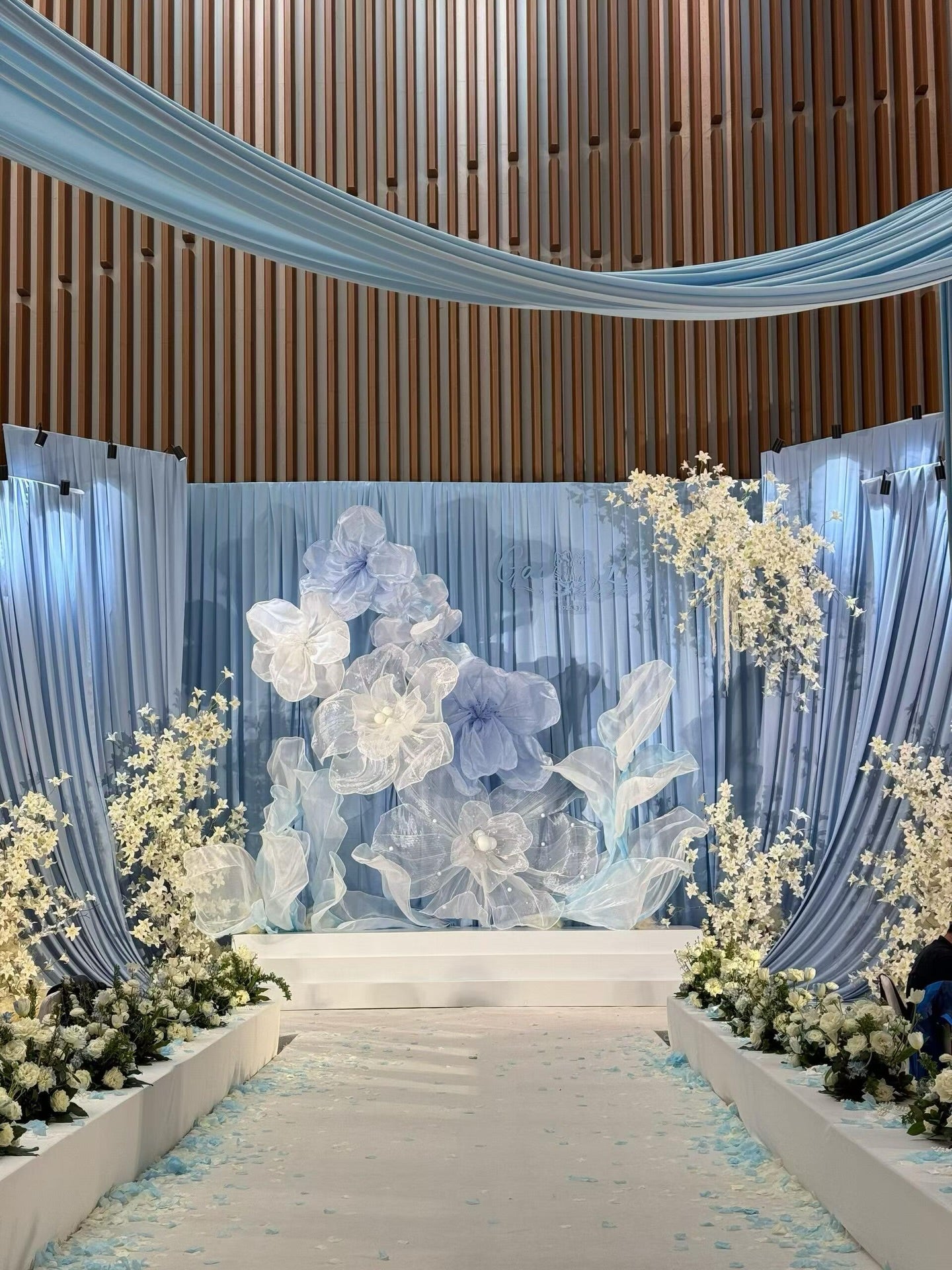 Luxury Organza Giant Flower Installation for Wedding & Event Backdrop
