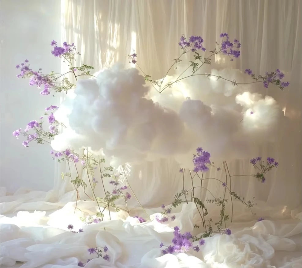 Ethereal Butterfly Cloud Sculpture - Handcrafted Cotton Art Installation for Enchanted Events