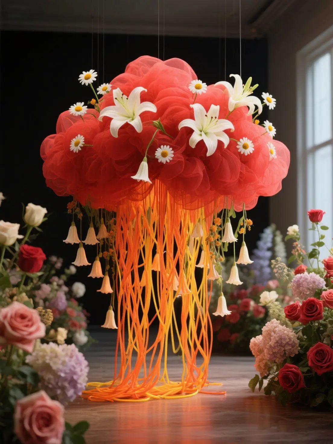 Ethereal Butterfly Cloud Sculpture - Handcrafted Cotton Art Installation for Enchanted Events