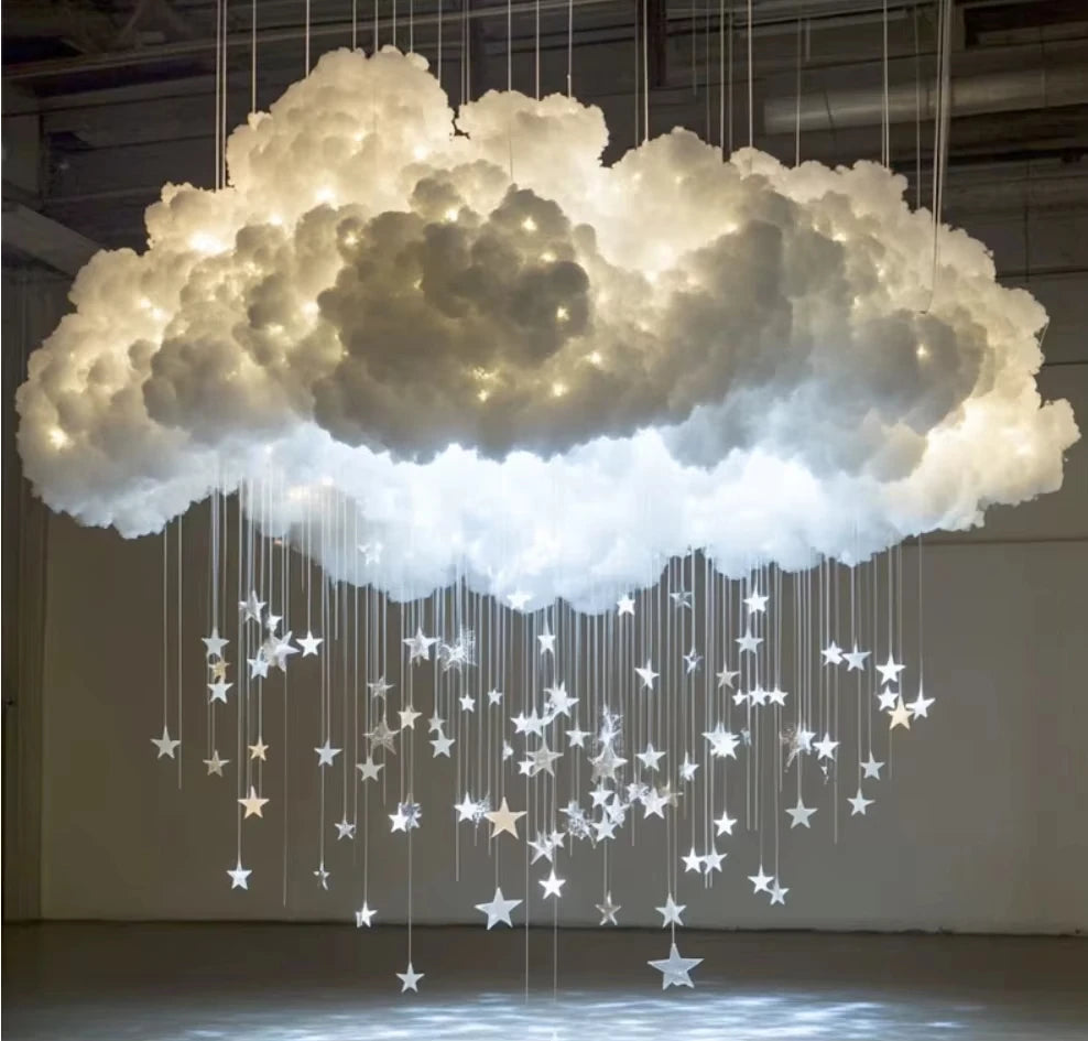 Ethereal Butterfly Cloud Sculpture - Handcrafted Cotton Art Installation for Enchanted Events