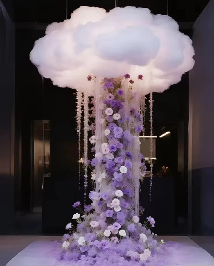 Ethereal Butterfly Cloud Sculpture - Handcrafted Cotton Art Installation for Enchanted Events