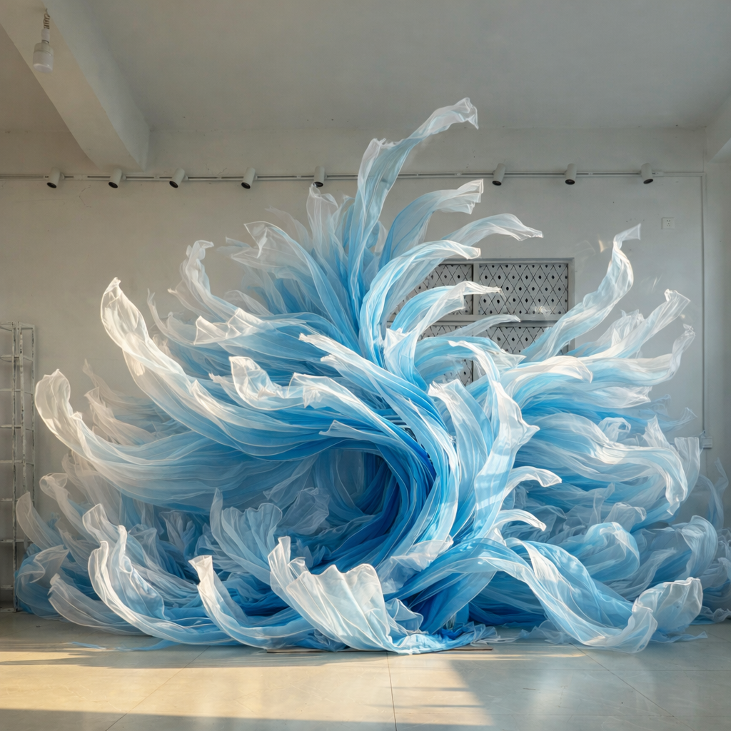 Handcrafted Organza Art Installation – Custom Color & Size for Wedding & Event Decor