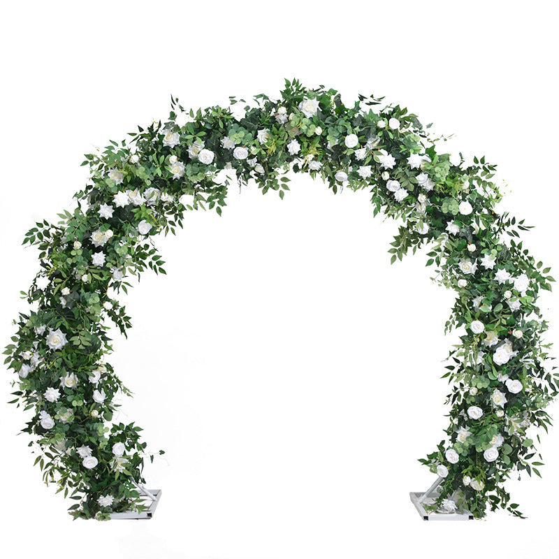Wedding Arch Floral Arrangement – Greenery & Rose Round Arch Decor for Church, Garden & Lawn Ceremonies