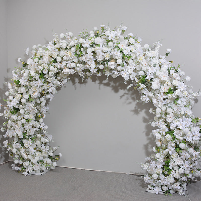 Wedding Arch Floral Arrangement – Greenery & Rose Round Arch Decor for Church, Garden & Lawn Ceremonies