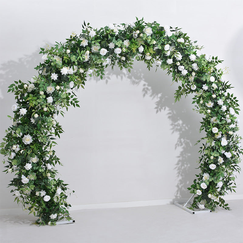 Wedding Arch Floral Arrangement – Greenery & Rose Round Arch Decor for Church, Garden & Lawn Ceremonies