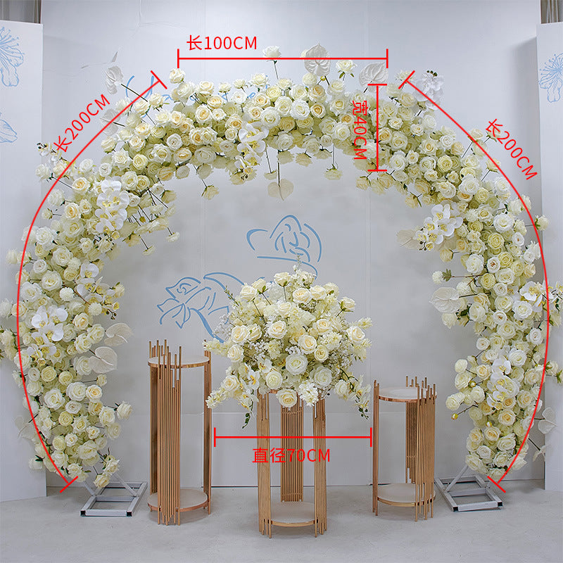 Wedding Arch Floral Arrangement – Greenery & Rose Round Arch Decor for Church, Garden & Lawn Ceremonies