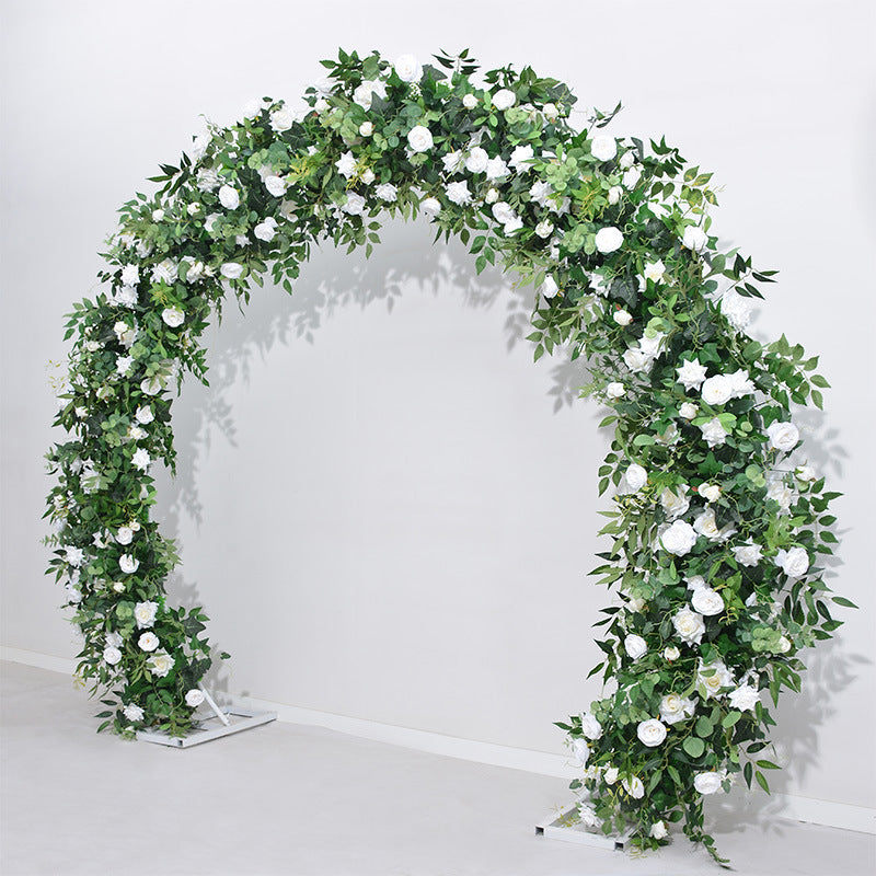 Wedding Arch Floral Arrangement – Greenery & Rose Round Arch Decor for Church, Garden & Lawn Ceremonies