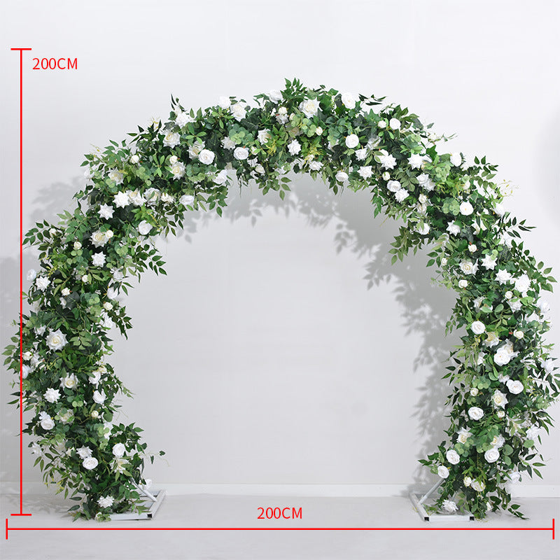 Wedding Arch Floral Arrangement – Greenery & Rose Round Arch Decor for Church, Garden & Lawn Ceremonies