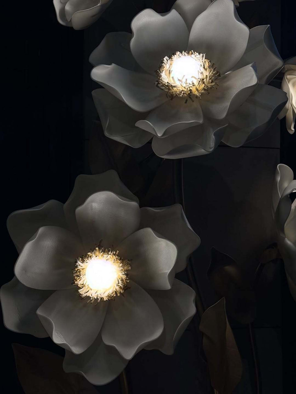 Ethereal Standing Poppy Sculpture - Handcrafted Giant Silk Organza Florals
