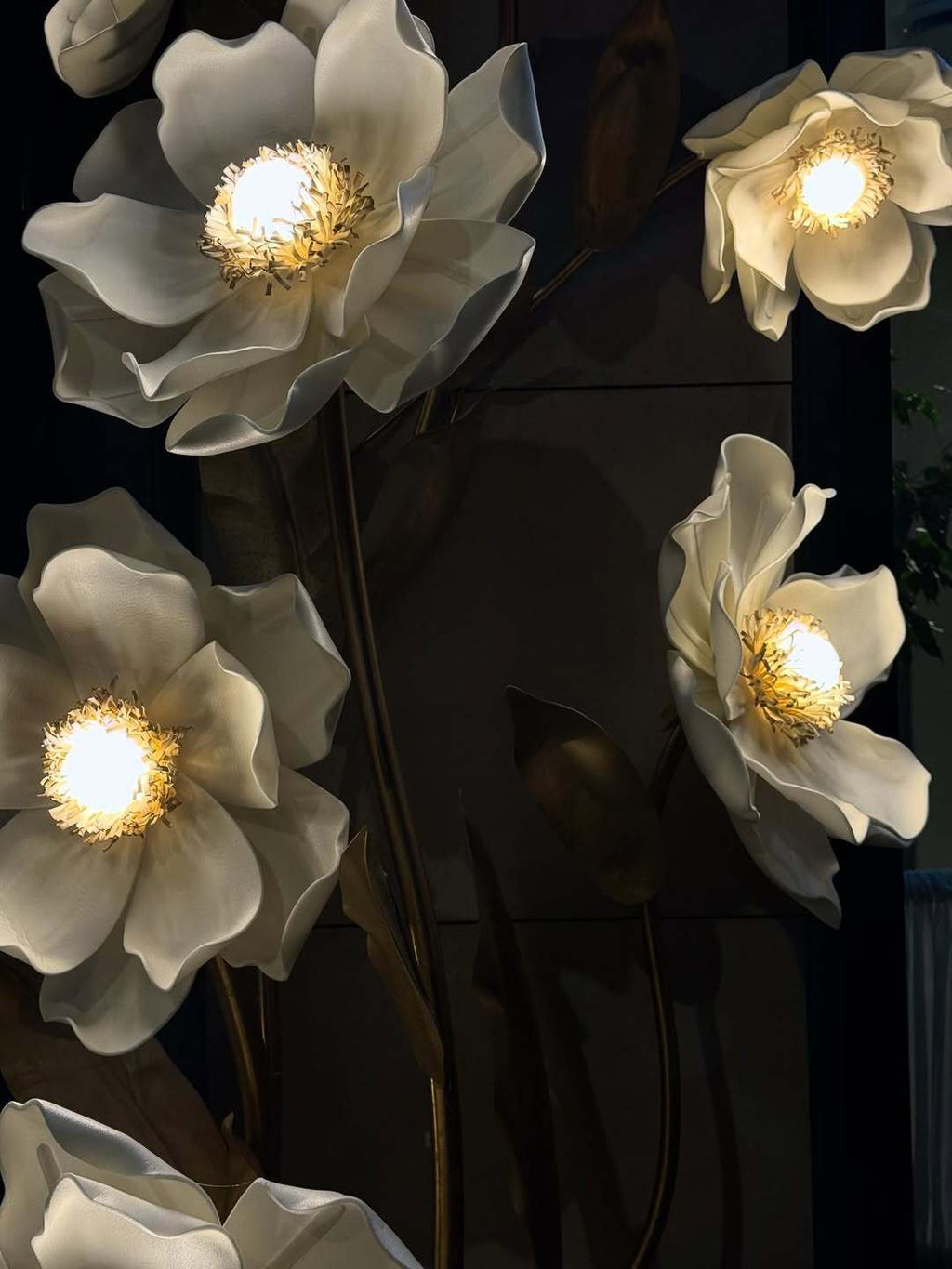 Ethereal Standing Poppy Sculpture - Handcrafted Giant Silk Organza Florals