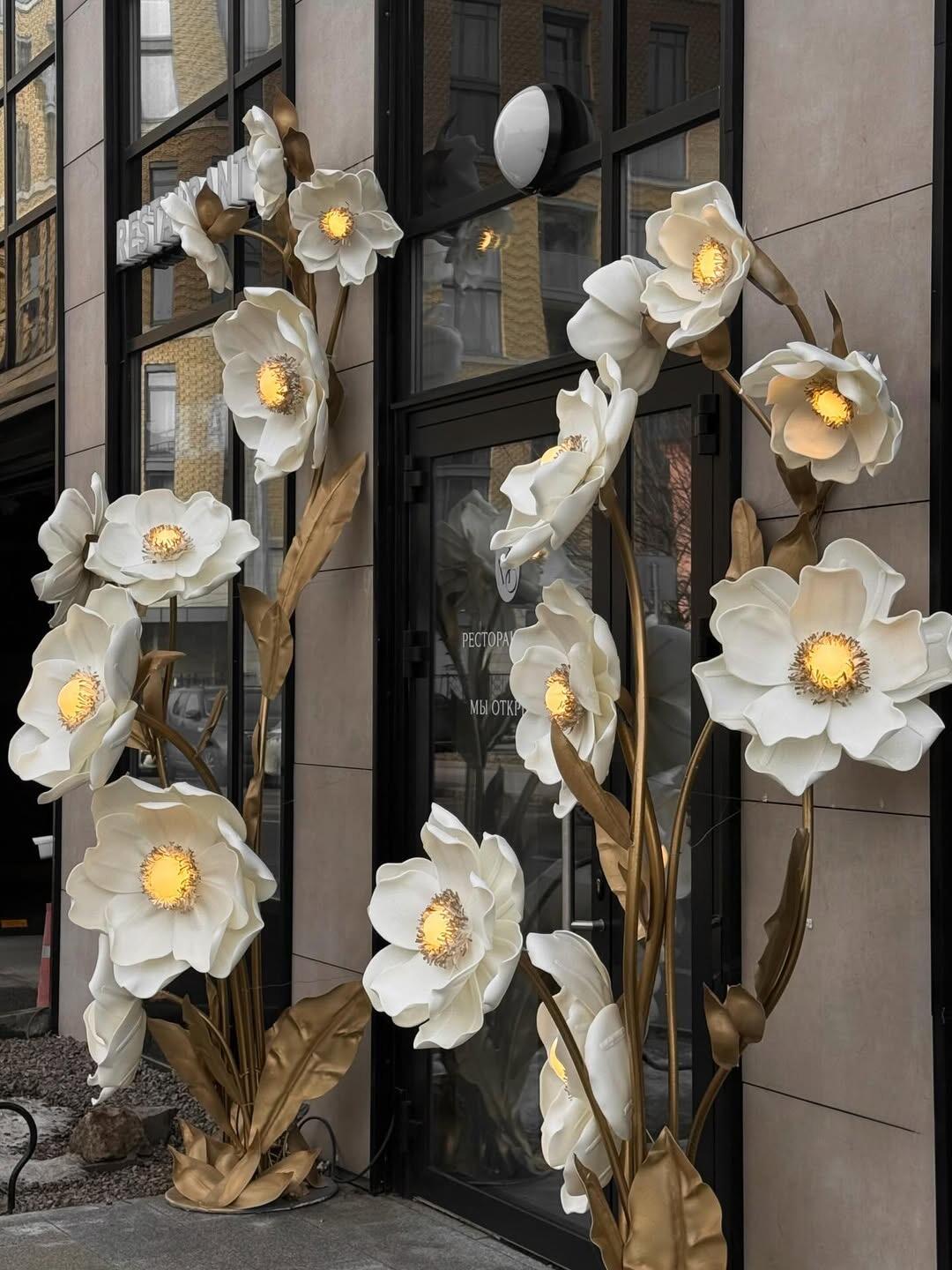 Ethereal Standing Poppy Sculpture - Handcrafted Giant Silk Organza Florals
